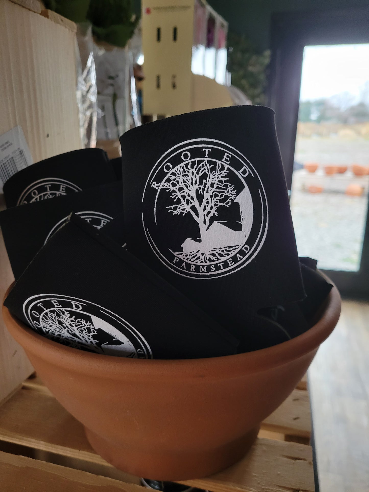 Rooted Farmstead Logo Can Cooler Koozie