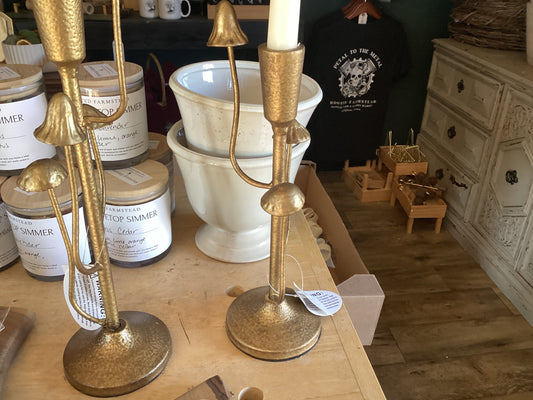 Small gold mushroom candle sticks