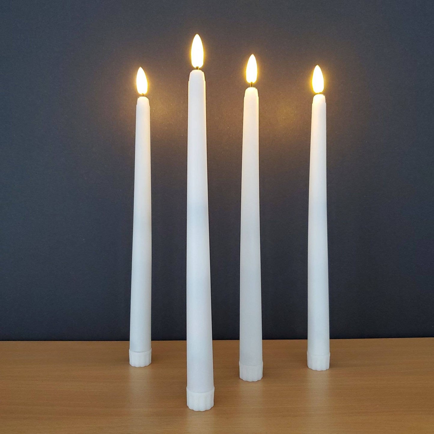 Battery Operated 3D Wick Flame Taper Candles with Remote