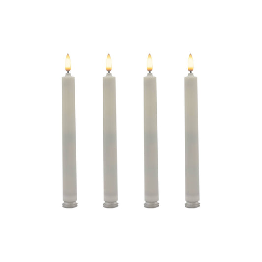 Battery Operated Taper Candles, Bullet Flame(White)-Set of 4