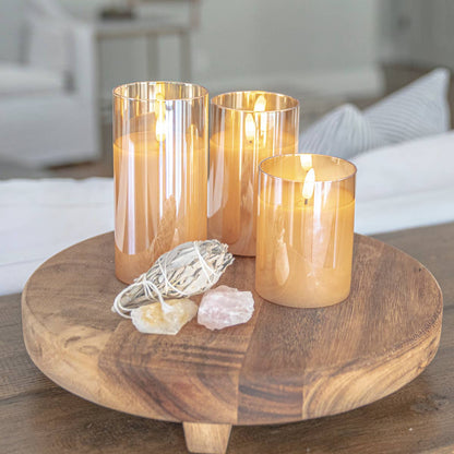 Flameless Led Hurricane Glass Candles Set of 3